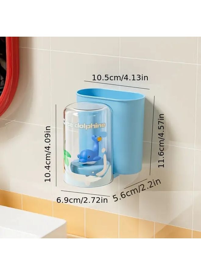White Panda Wall Mounted Toothbrush Holder No Drilling Bathroom Organizer - Image 3
